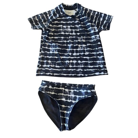NWOT Athleta Girls Short Sleeve Rashguard Swimsuit Set XS / 6